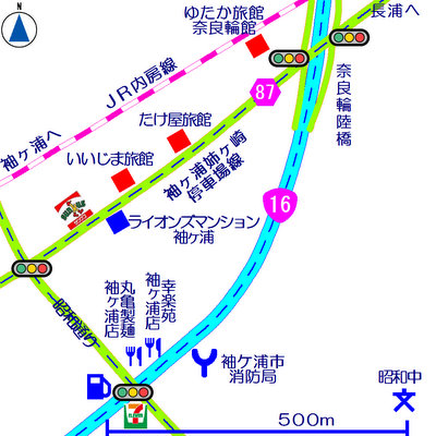 奈良輪陸橋周辺旅館マップ